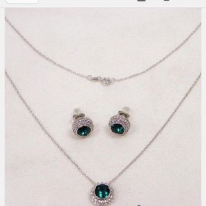Sterling silver necklace and earrings with Swarovski crystals